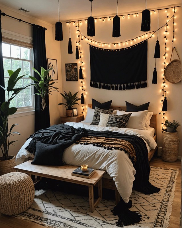 String Lights with Black Tassels