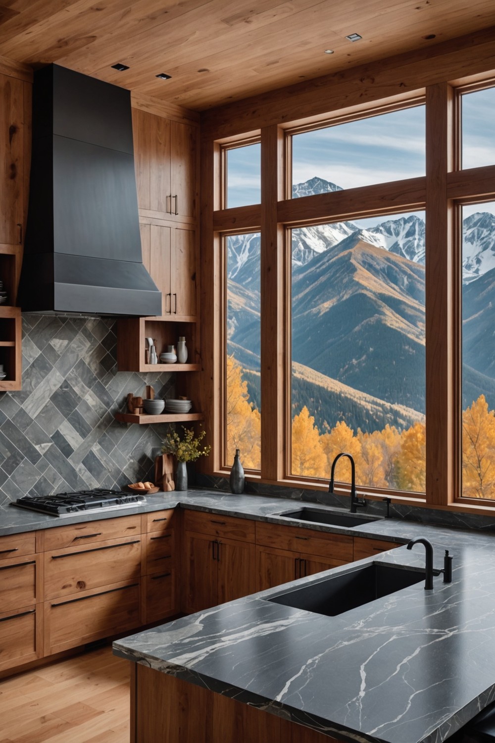 Stunning Stone Backsplash and Countertops