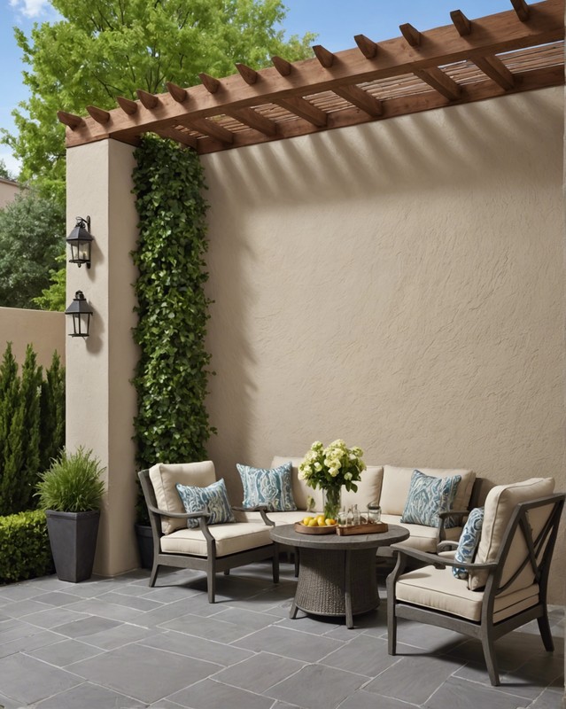 Textured and Tonal Stucco Patio Wall