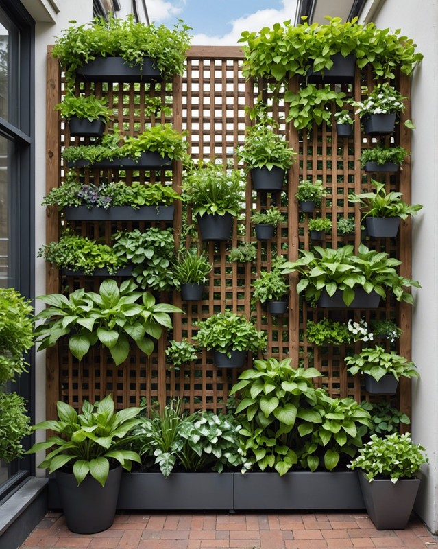 Trellis framed vertical garden.
