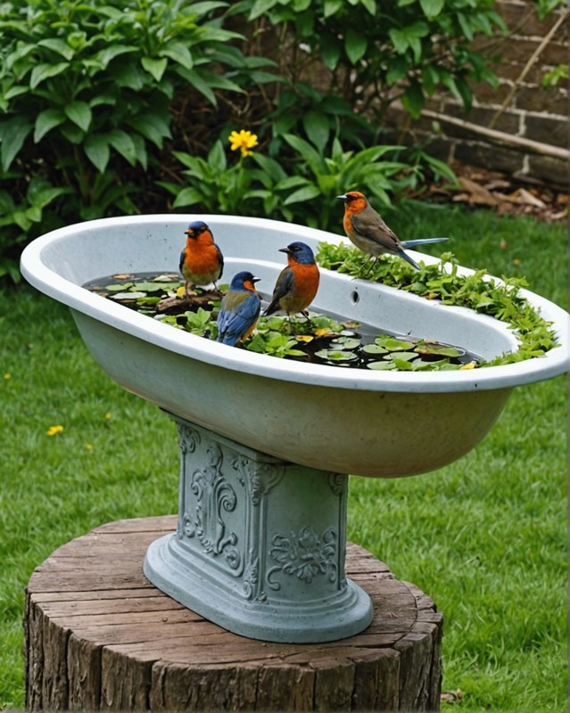 Upcycled Bathtub Bird Bath