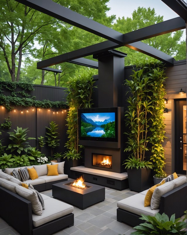 Use a drop-down TV mount from a patio roof