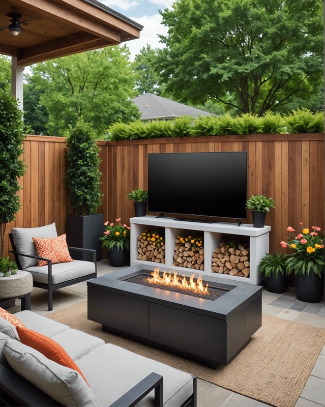 Use a TV on a pedestal or planter box