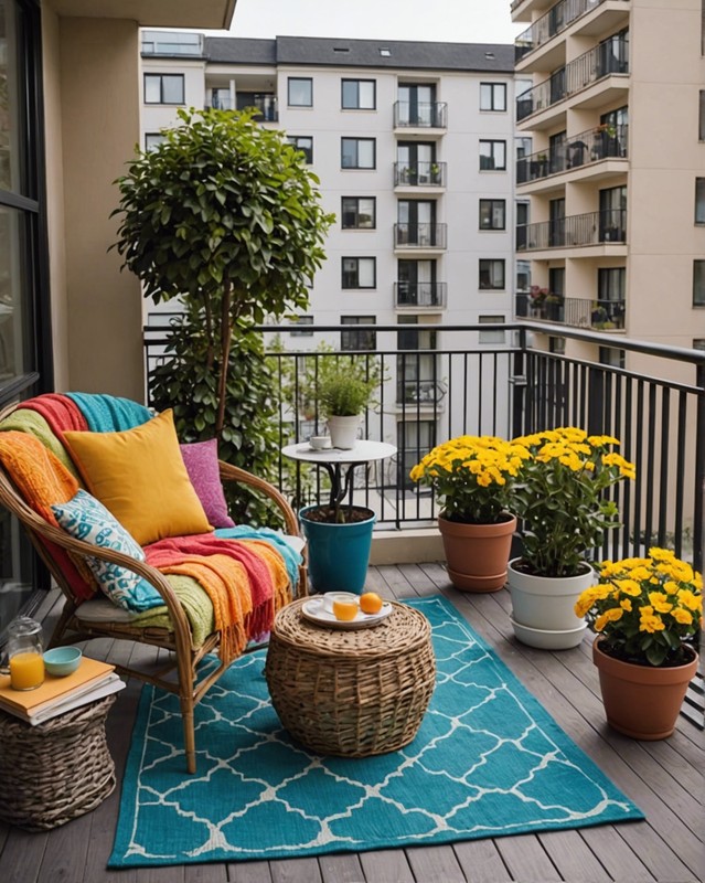 Use colorful throws and blankets to add warmth