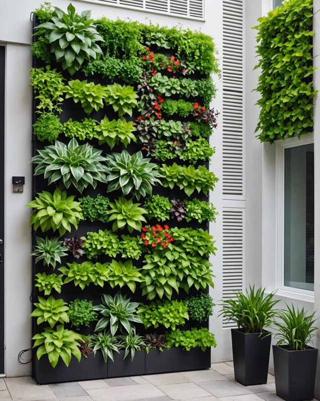Vertical garden with irrigation system.