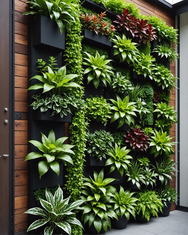 Vertical garden with lighting.