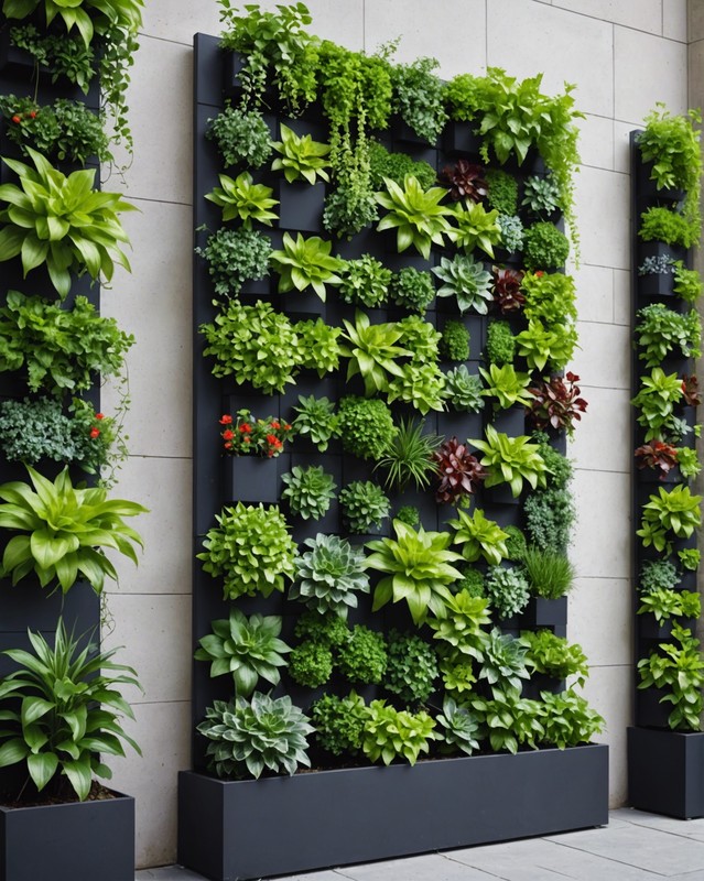 Vertical wall garden with a geometric design.