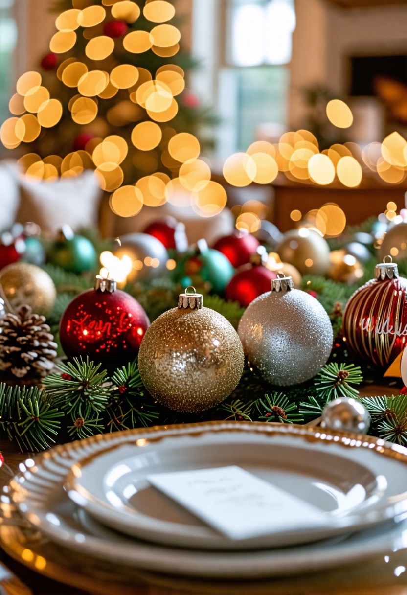 Vintage Christmas Ornaments as Place Cards