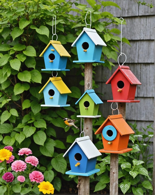 Vintage Enamelware Birdhouse with Vibrant Colors