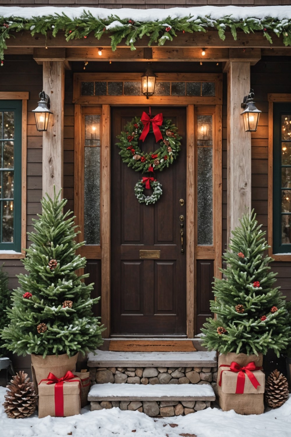 Winter Forest-Inspired Christmas Porch with Firs and Pines