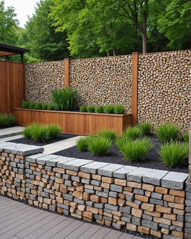 Wood and Gabion Wall