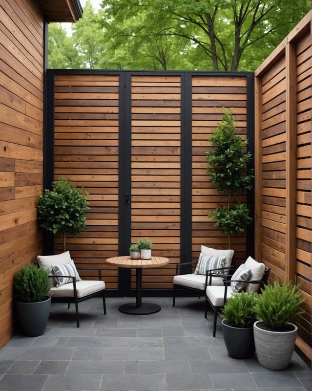 Wood and Metal Patio Wall