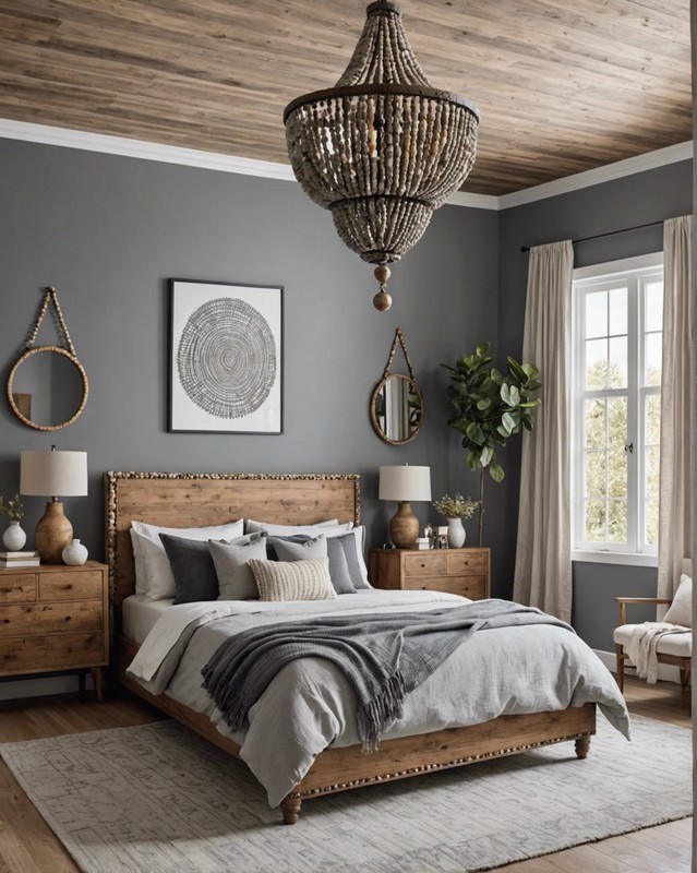 Wood bead chandelier