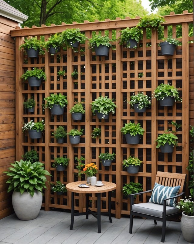 Wooden Trellis Patio Wall
