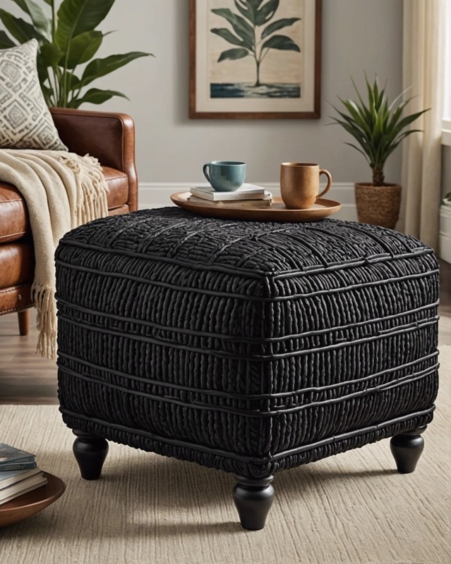 Woven Black Ottoman