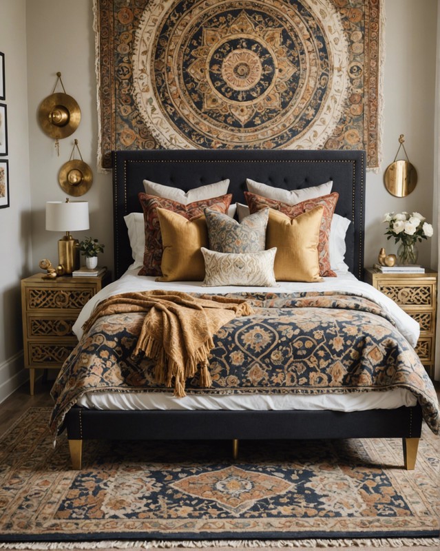 Woven Rug with Gold Detailing