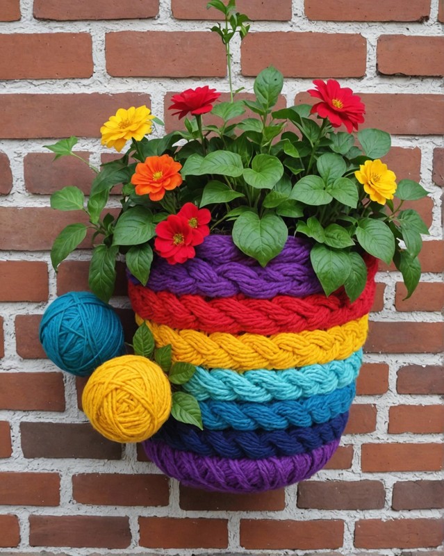 Yarn Bomb Wall Planter